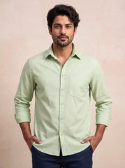 Sage Mist Slub Cotton Casual Shirt