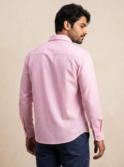 Rose Quartz Slub Cotton Casual Shirt