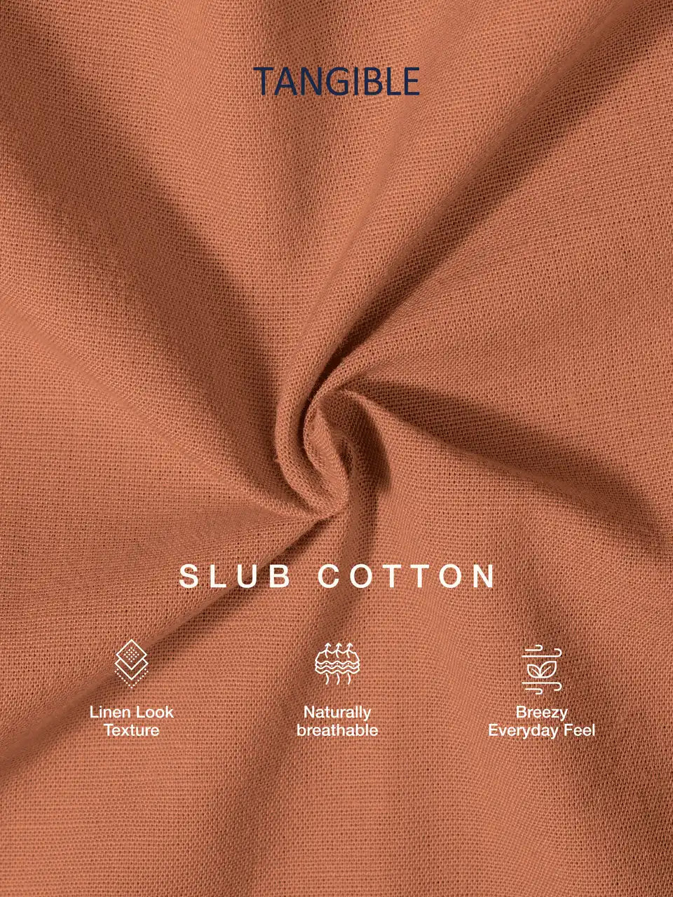 Amber Brown Slub Cotton Casual Shirt