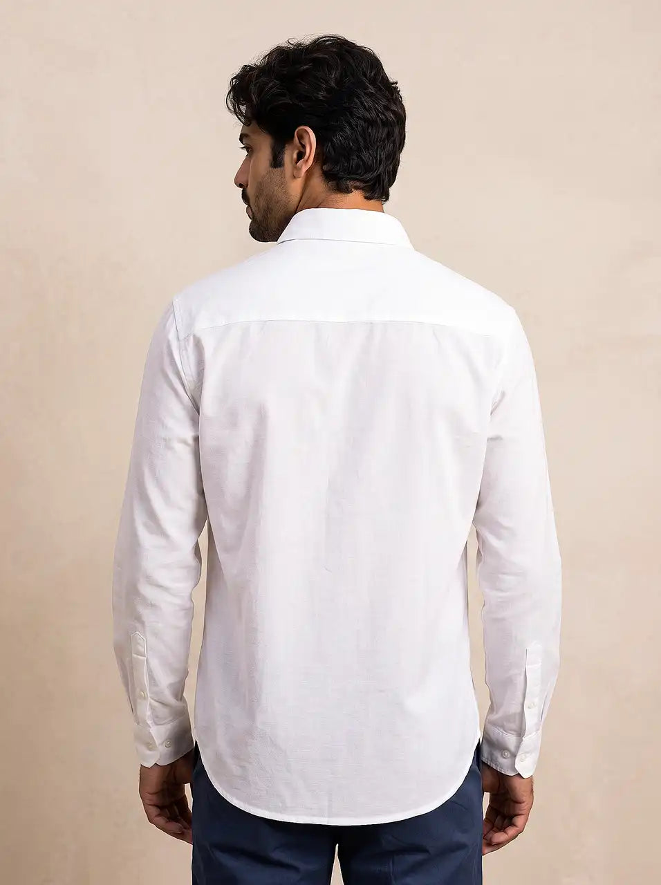 Phantom White Slub Cotton Casual Shirt