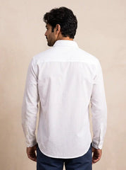 Phantom White Slub Cotton Casual Shirt