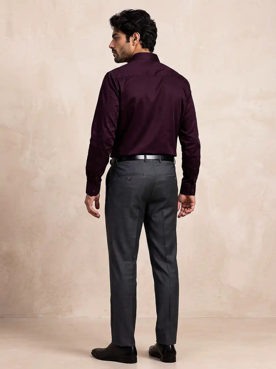 Merlot Plum Stretch Cotton Formal Shirt