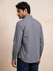 Shadow Grey Slub Cotton Casual Shirt