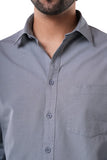Poly Cotton Fil-a-fil Executive Smoke Grey Formal Shirt