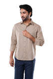 Poly Cotton Fil-a-fil Executive Sandstone Khaki Formal Shirt
