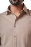 Poly Cotton Fil-a-fil Executive Sandstone Khaki Formal Shirt