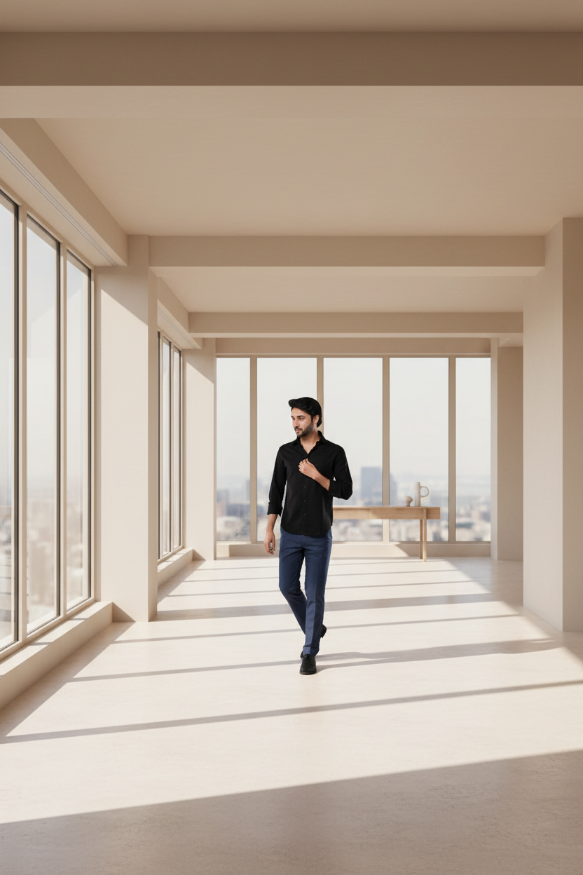 100% Slub Cotton Heritage Midnight Black Casual Shirt