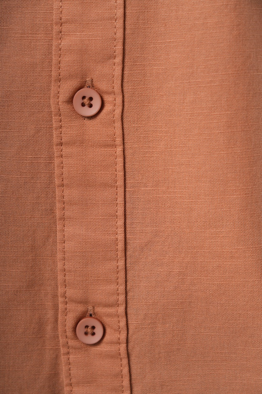 100% Slub Cotton Heritage Amber Brown Casual Shirt