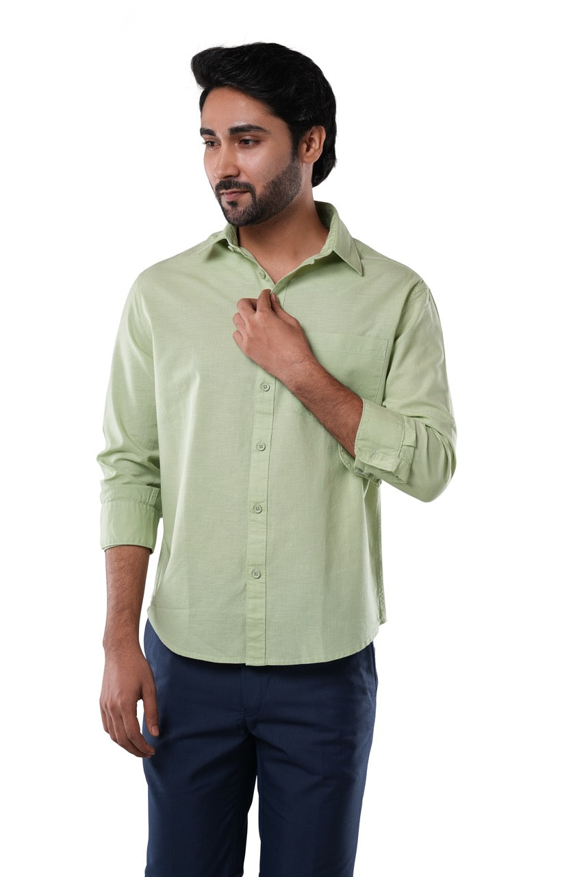 100% Slub Cotton Heritage Sage Mist Casual Shirt