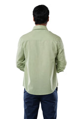Sage Mist 100% Slub Cotton Green Shirt for Men | Tangible Casual Long Sleeve Classic Fit