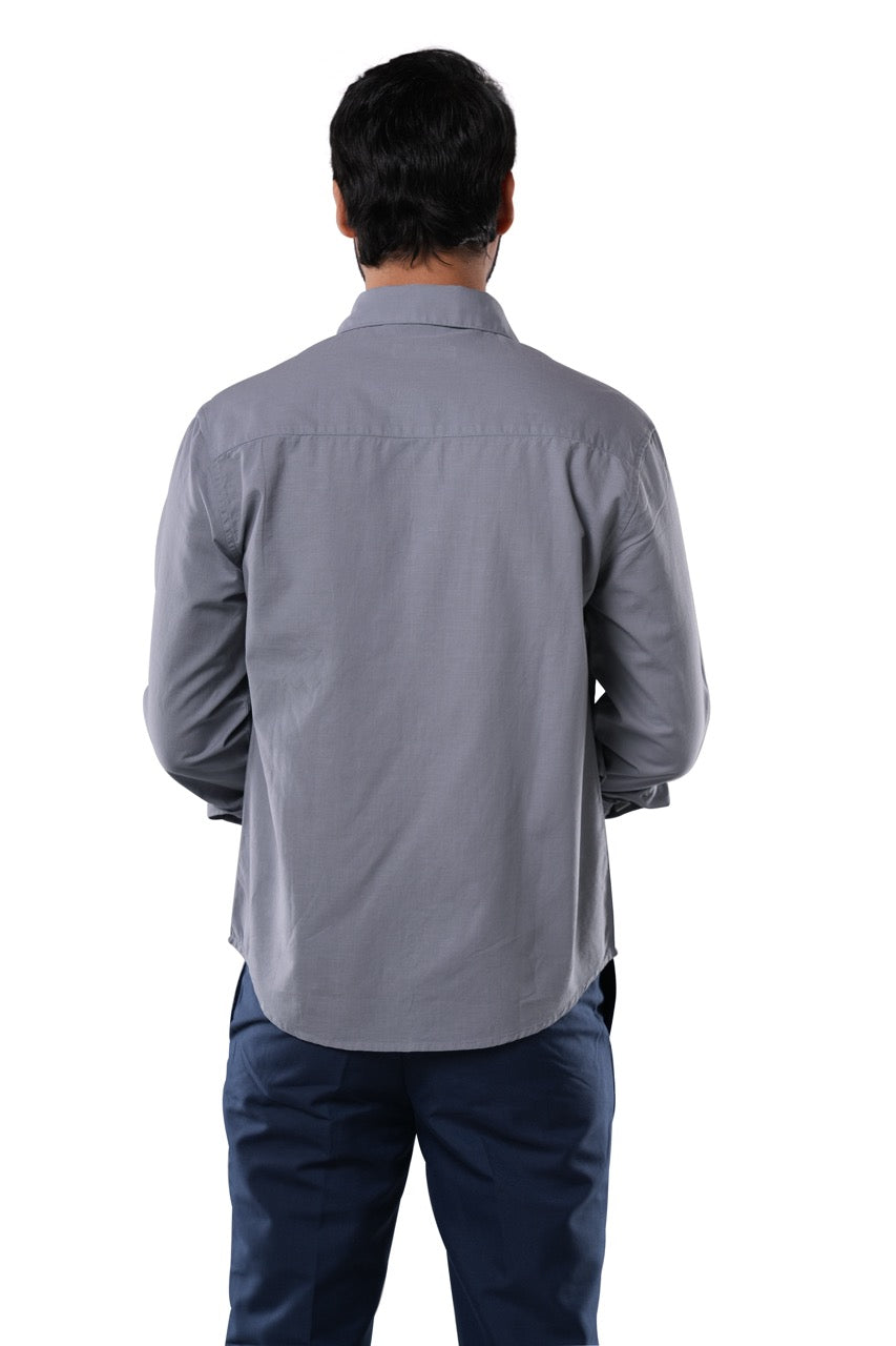 100% Slub Cotton Heritage Smoke Grey Casual Shirt