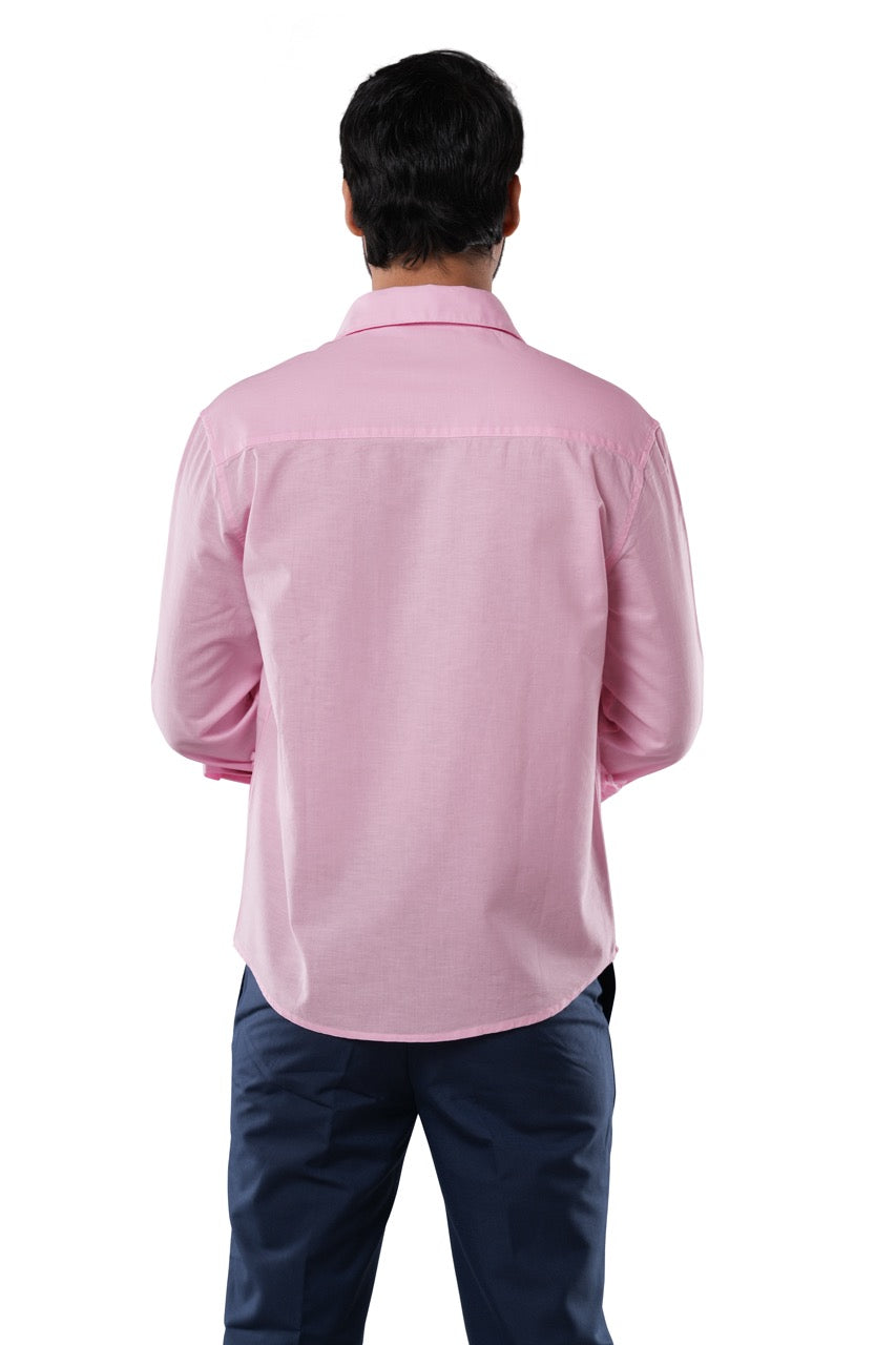 100% Slub Cotton Heritage Rose Quartz Casual Shirt