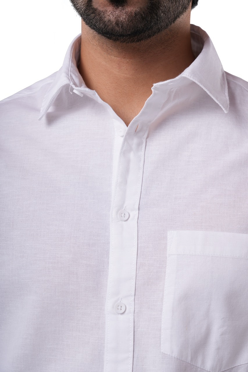 100% Slub Cotton Heritage Pure White Casual Shirt