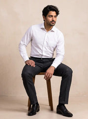 Pearl White Stretch Cotton Formal Shirt