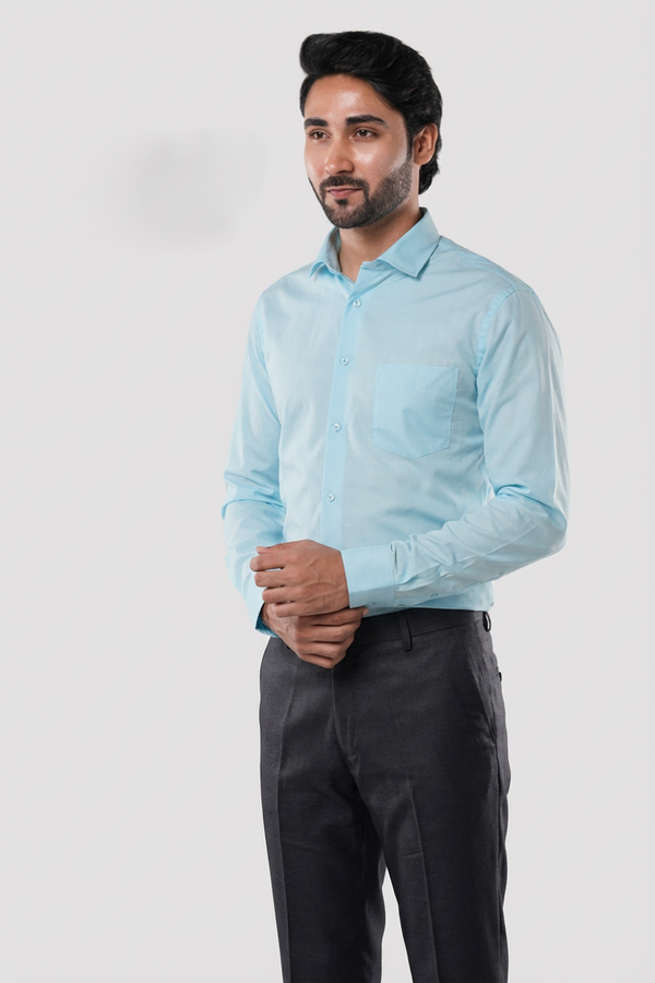 Poly Cotton Refined Pin Stripe Sky Blue Formal Shirt