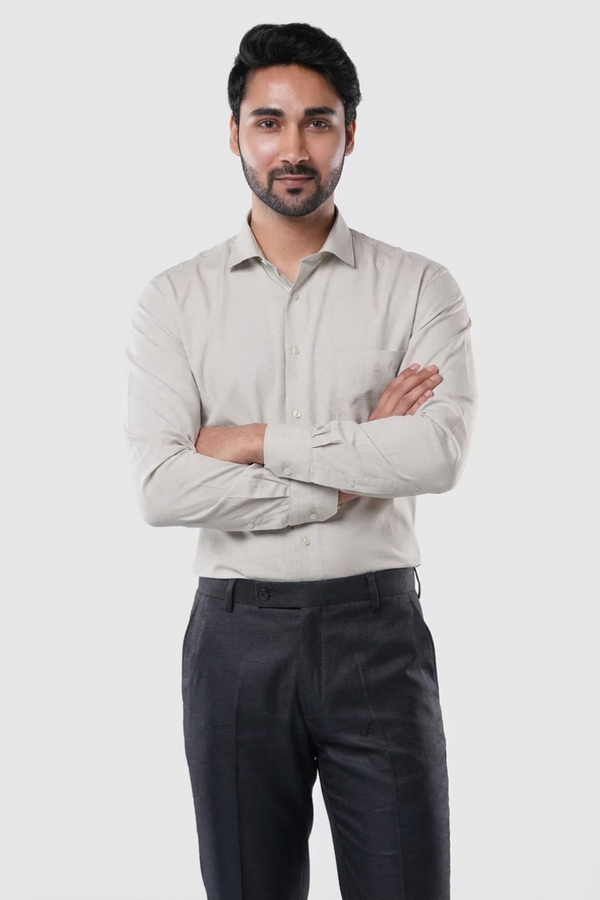 Poly Cotton Refined Pin Stripe Olive Mist Formal Shirt