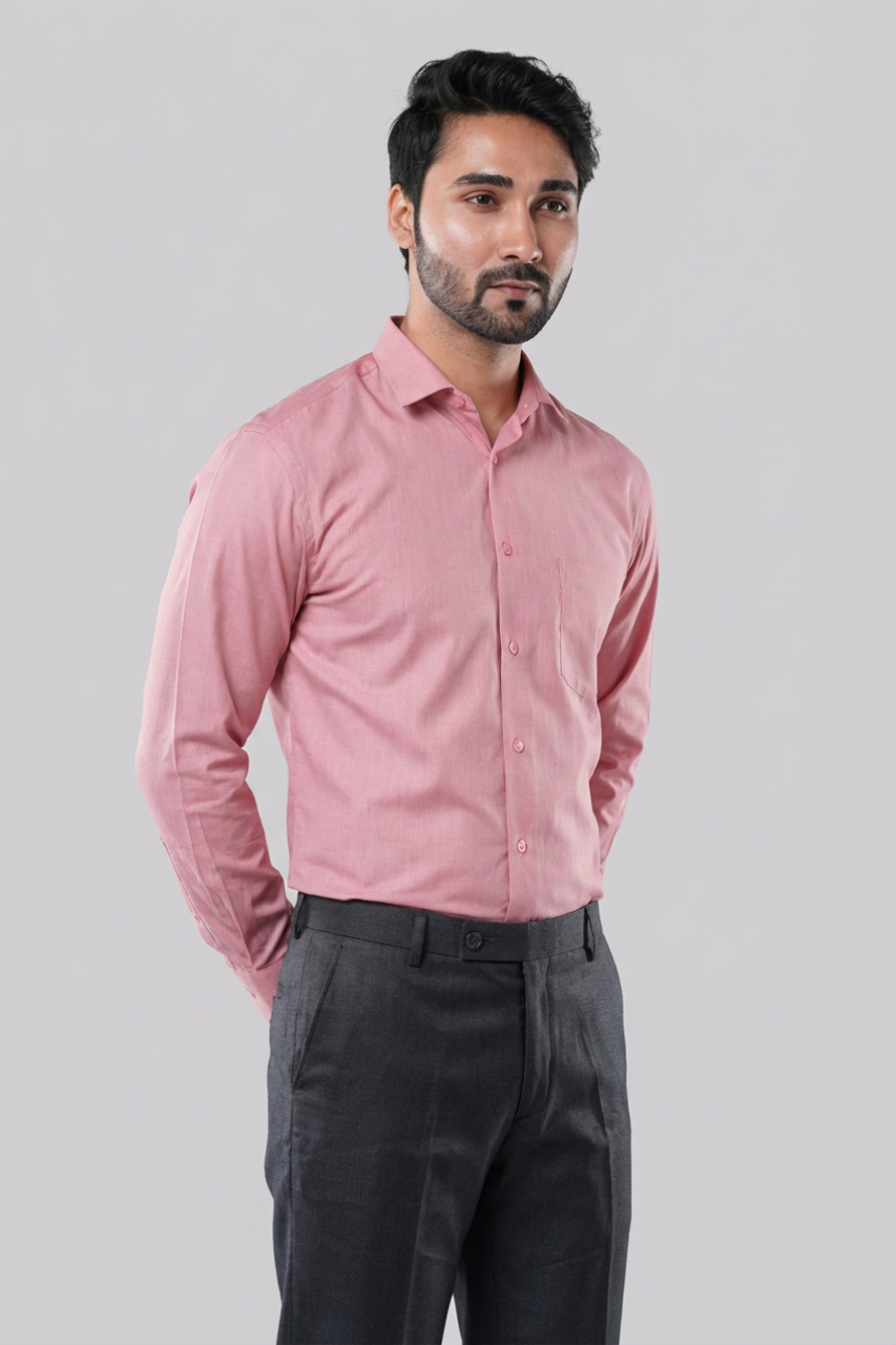 Brick Red 80% Poly 20% Cotton Full Sleeve Formal Shirt for Men | Tangible Refined Micro Checks Classic Fit Shirt